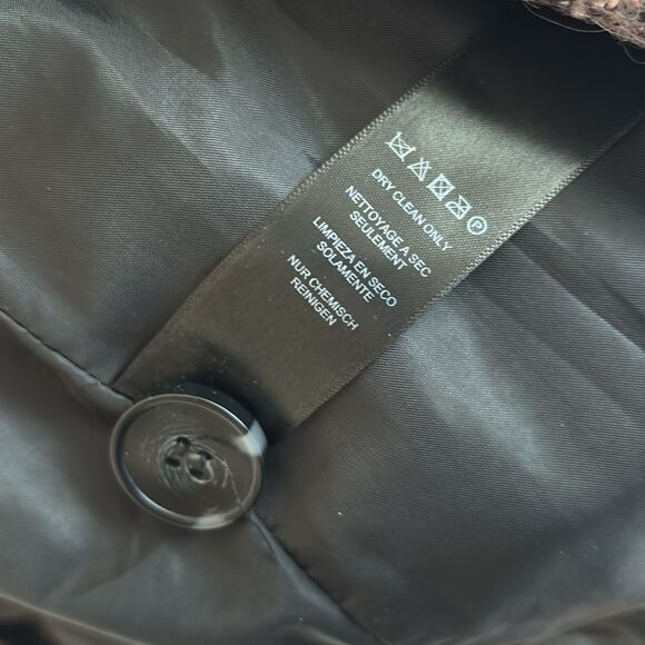 ASOS Tweed Wool Long pink black white oversized dress coat Teddy Jacket 10 EUC - Picture 7 of 9